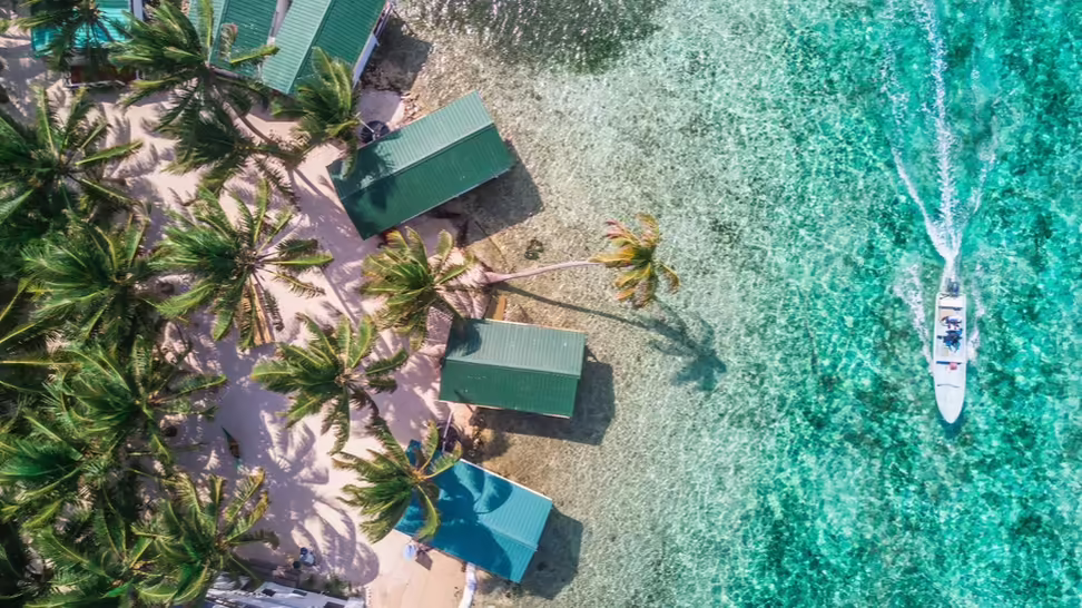 Belize island aerial view